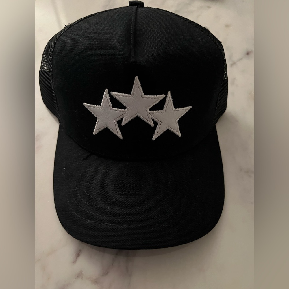 Amiri 3 star patch trucker hat